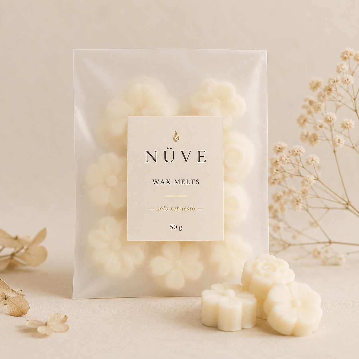 Wax melts Nocturno Nüve junto a un quemador