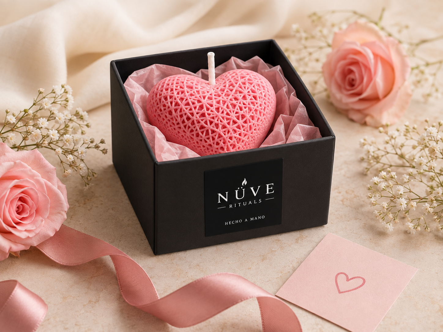 Vela escultórica Corazón rosa NÜVE