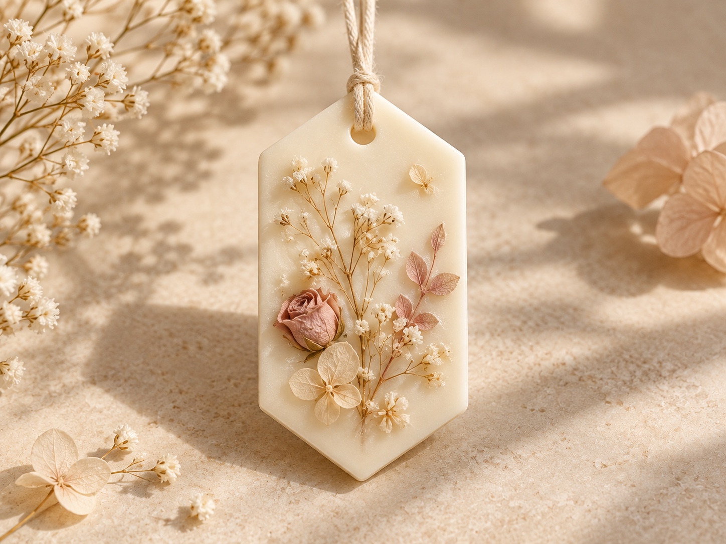 Wax sachet Bloom NÜVE con flores color crema, fotografía 1