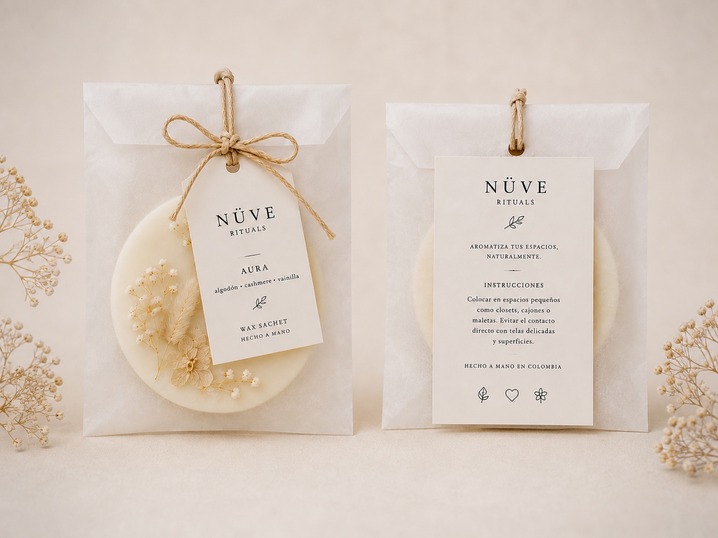 Wax sachet Bosque Nüve con elementos botánicos, fotografía 1